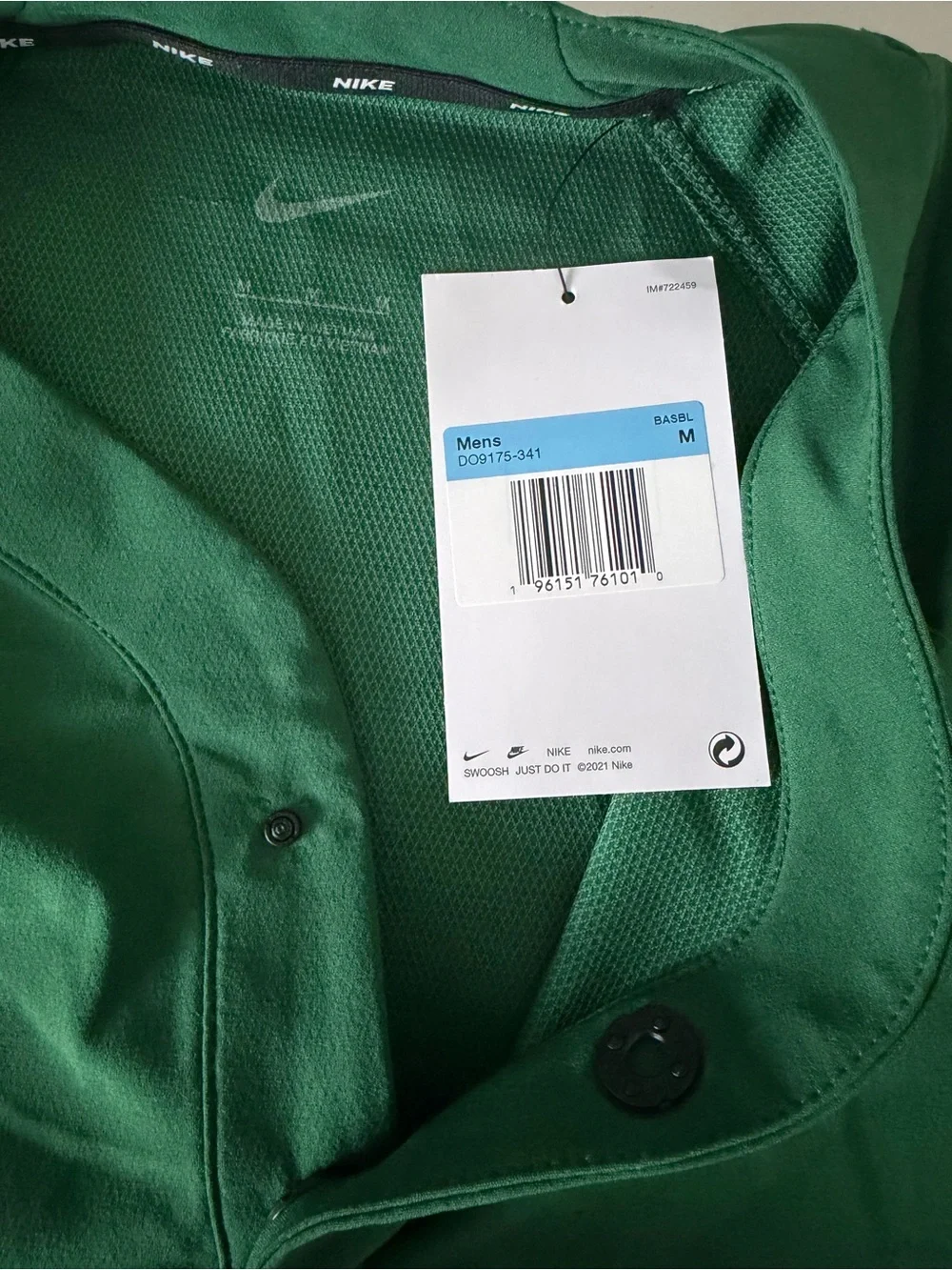 Nike Men's Green/Black Vapor Select Baseball Jersey Shirt Medium NWT DO9175-341